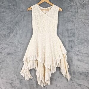 Magpie‎ & Mabel Dress 16 Boho Floral Lace Tiered Cottagcore Asymmetrical Fairy